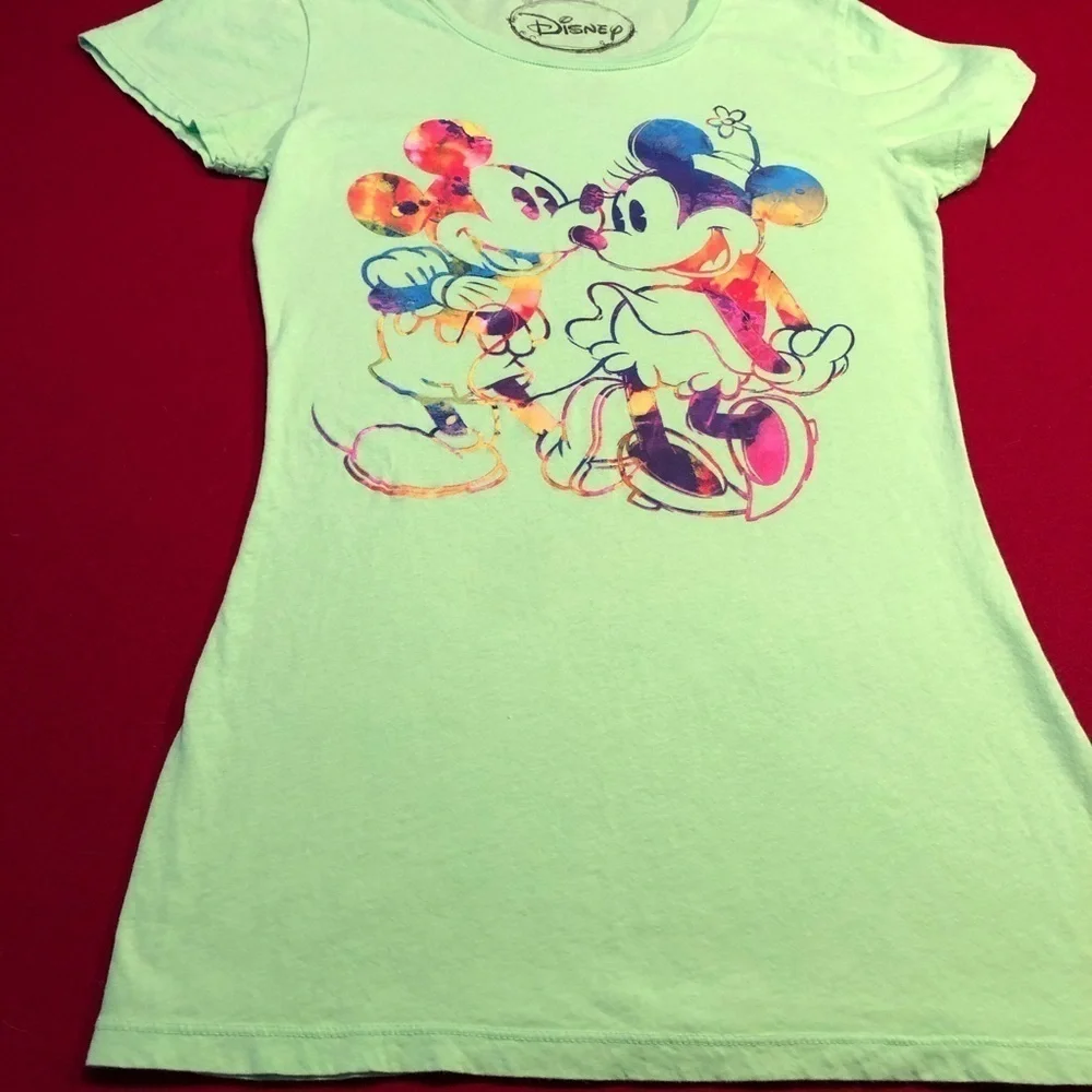 Disney Mickey and Mouse lime green Tee shirt - Picture 1 of 2